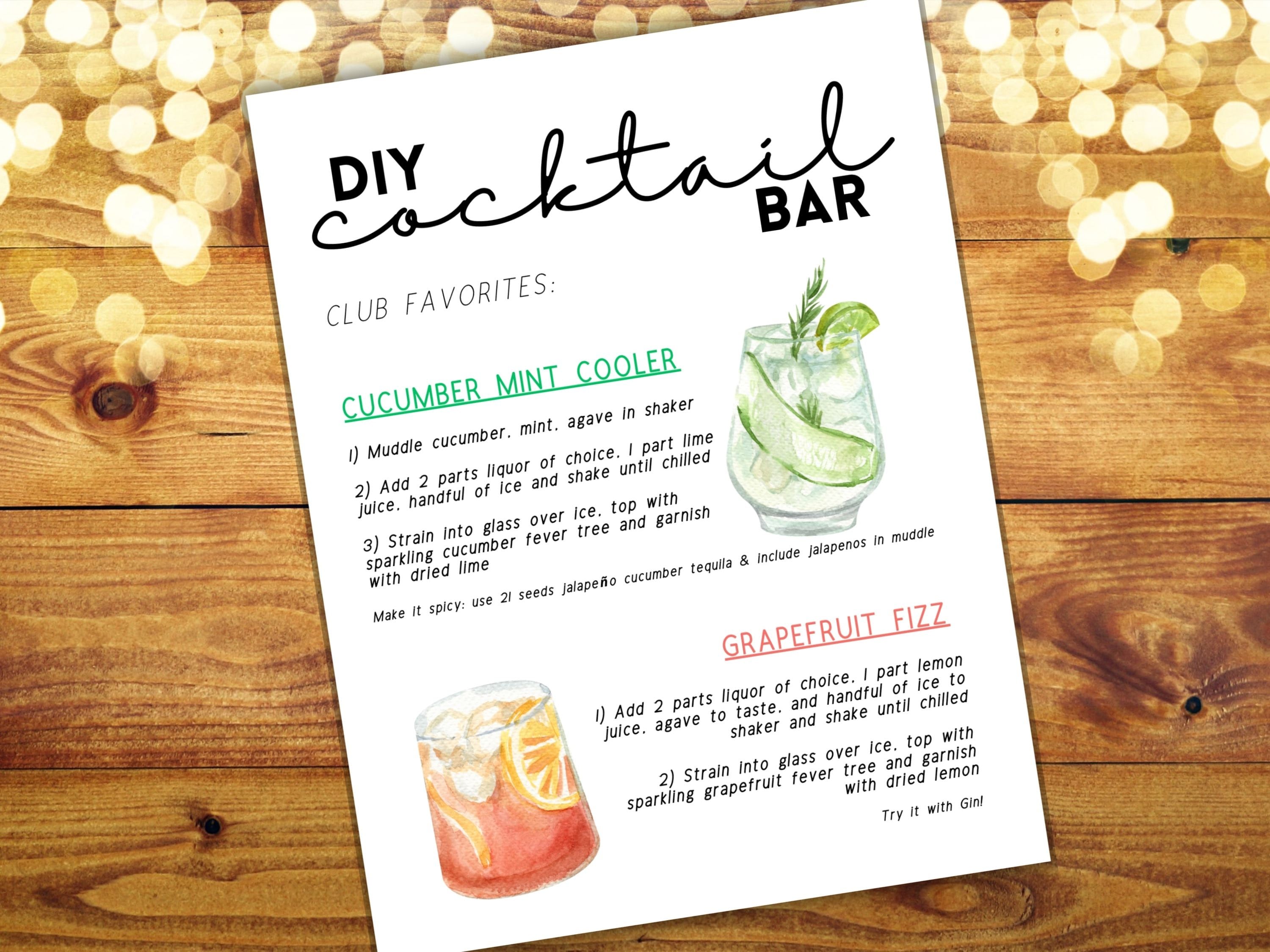 DIY Cocktail Bar Sign Make Your Own Cocktail Bar Sign Template Drink ...
