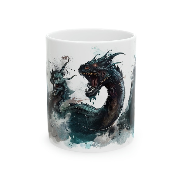 Legendary Hydra Coffee Mug, Fantasy Hydra Coffee Mug, Cool Mug, Fantasy Mug, Fantasy Lover Gifts for Him/Her, Fantasy Art, Hydra Coffee Mug