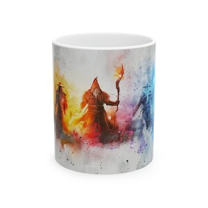 Tazza da caffè dei maghi elementali, tazza da caffè del mago, tazza del mago, tazza fresca, tazza fantasy del mago, regali per l'amante del mago per lui/lei