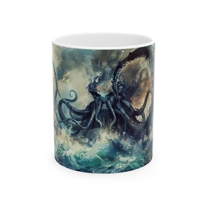 Kraken Coffee Mug, Legendary Kraken Mug, Fantasy Kraken Coffee Mug, Cool Mug, Fantasy Mug, Fantasy Lover Gifts for Him/Her, Fantasy Art