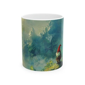 Lonely Gnome Coffee Mug, Gnome Coffee Mug, Cool Mug, Fantasy Mug, Fantasy Lover Gifts for Him/Her, Fantasy Art, Cute Gnomes Coffee Mug