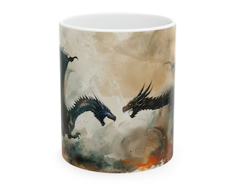 Young Dragon Coffee Mug, Dragon Coffee Mug, Dragon Clash Mug, Cool Mug, Dragon Fantasy Mug, Dragon Lover Gifts for Him/Her
