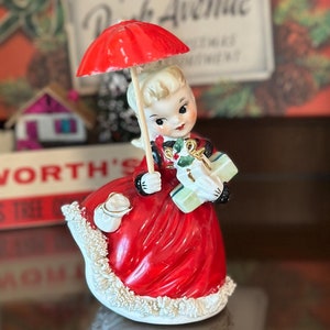 Vtg 1956 Napco Christmas Shopper Girl Spaghetti Figurine With