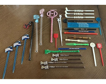 Vintage Mixed Lot 33 Stir Sticks Golf Restaurants Hotels Advertising