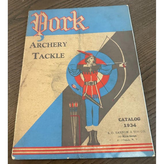 Ancien catalogue York Tir à l'arc 1934 flèche arc graphique