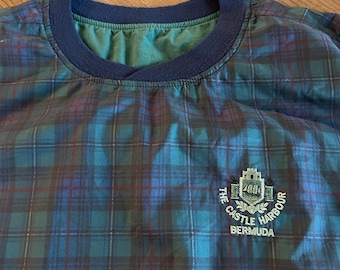 Vtg Roche Pullover Mens L The Castle Harbour Golf Bermuda Embroidered Reversable