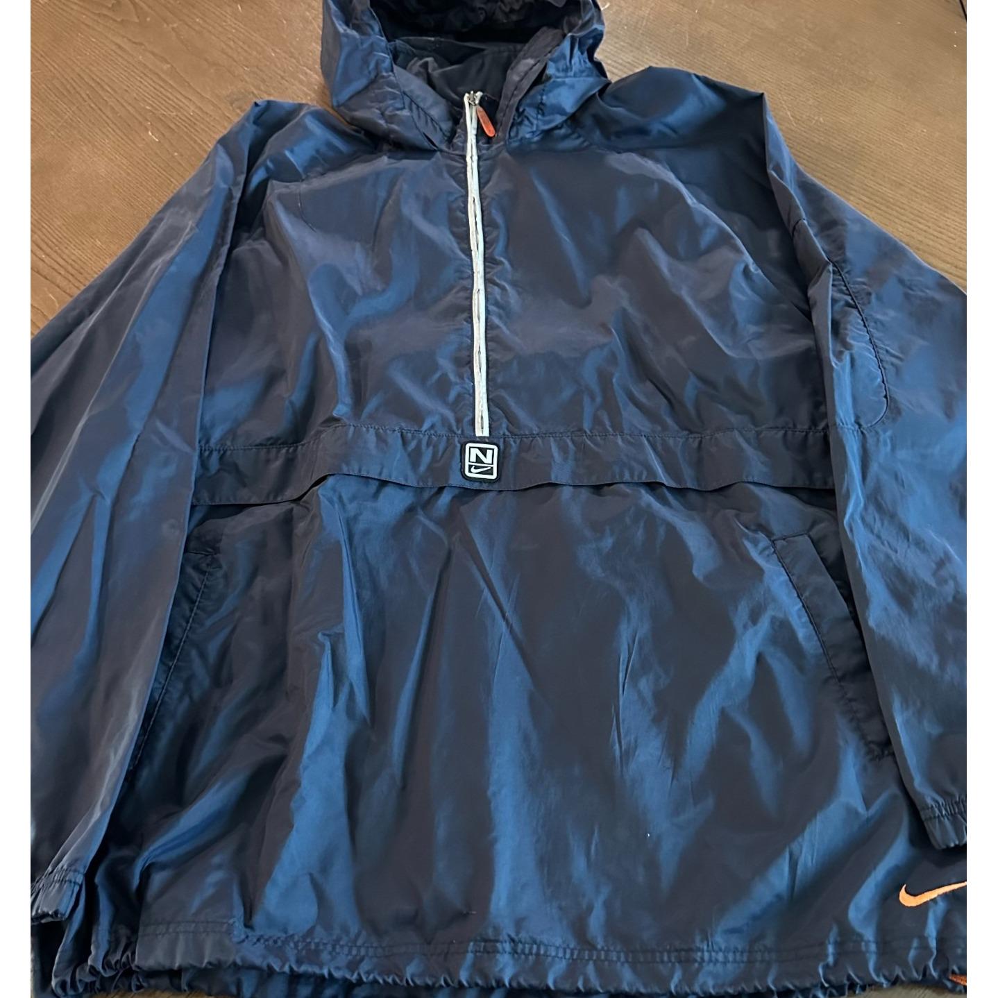 Nike Windbreaker Mens XL Nylon Hooded Pullover 1/2 Zip Jacket