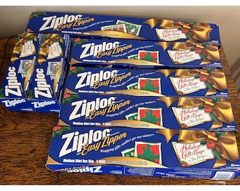 7 Vintage Ziploc Easy Zipper Holiday Christmas Gift Storage Bags Medium & Jumbo