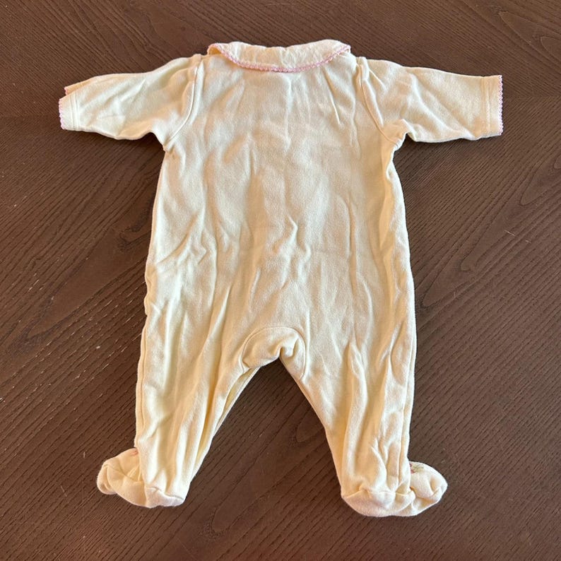 Carters Baby Girl One Piece Pink Floral Button Up Yellow 3 mo Terry Cloth image 3