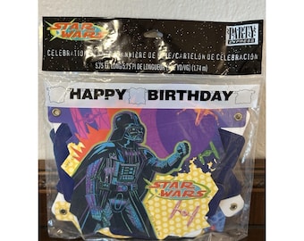 Star Wars Happy Birthday Banner Darth Vader Party Express 5.75 Ft Hallmark 2002