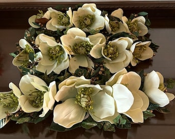 Set of 3 Partylite Floral Swag Flowers Magnolia Discontinued w/ Tags