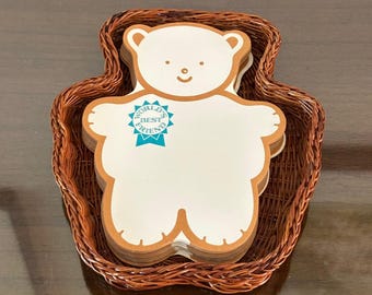 Bear Shaped Note Cards World's Best Friend Stationery Set with Wicker Basket