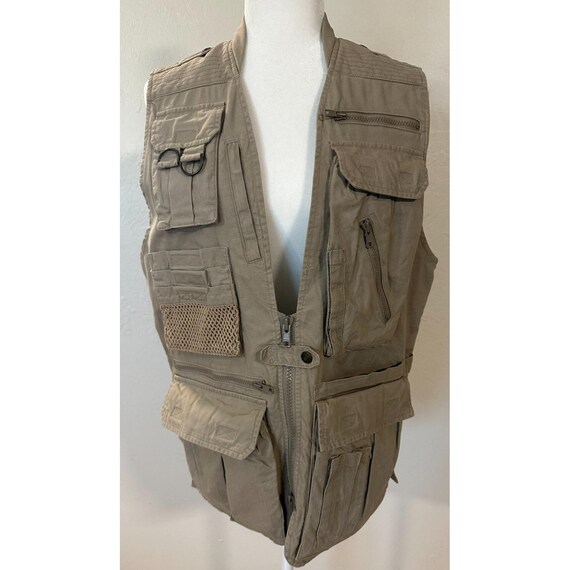 Gilet VINTAGE république bananière homme grand beige safari utilitaire