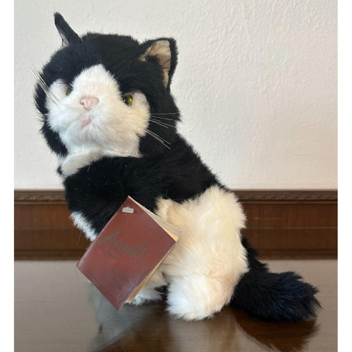Vintage 1989 Applause Avanti Black & White Green Eyes Kitten Cat