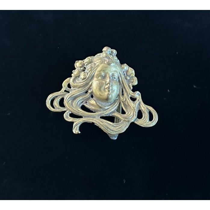 Art Nouveau Belt Buckle Brass Ophelia Lady Boho Artisan 2.75  display picture 2