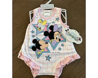 NWT Mickey Minnie Daisy Romper One Piece Disney Babies 1984 Newborn To 6 Months