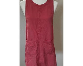 Vtg Amy K Su Pink Pinafore Jumper Dress Tencel Lyocell Sleeveless Size Petite S