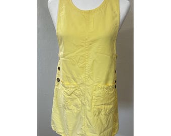 Vtg Amy K Su Yellow Pinafore Jumper Dress Tencel Lyocell Sleeveless Sz Petite S