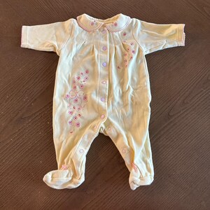 Carters Baby Girl One Piece Pink Floral Button Up Yellow 3 mo Terry Cloth image 4