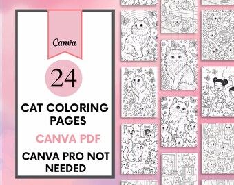 Cat Coloring Book: Printable Activity Pages for Kids & Adults Canva PDF Download