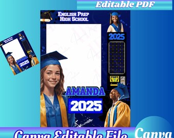 Máquina expendedora de graduación, recuerdo editable y personalizable, enlace a Canva en formato PDF, 16x20, fechas editables.