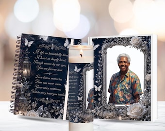 Memorial Candle Bundle PNG: Funeral Remembrance Design (Digital Download) Keepsake | Candle Wrap & Guest Book Cover Transparent Photo place