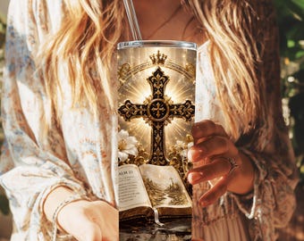 Religious Cross Tumbler Wrap: 20oz Skinny Tumbler Design (PNG Digital Download)