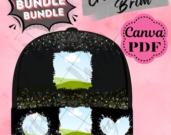 Customizable Hat Brim Template Bundle: Canva Editable PDF (Digital Download