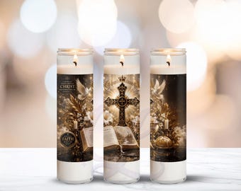 Religious Candle Wrap PNG: Church Faith Design Artwork (Digital Download) Bible PNG