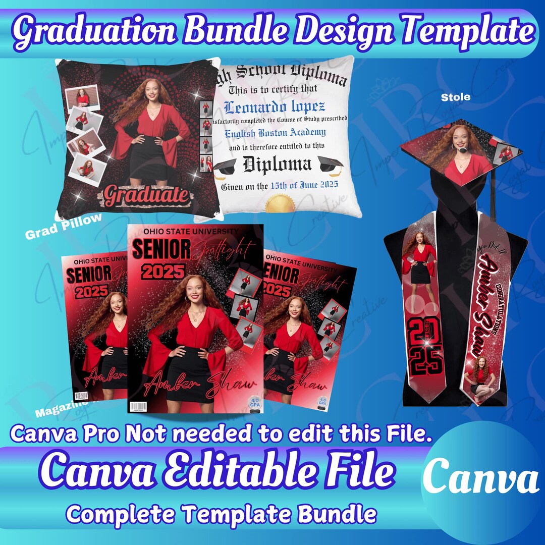 Graduation Sash Template.pdf Graduation Stole Bundle Template Graduation Pillow Diploma Graduation ...