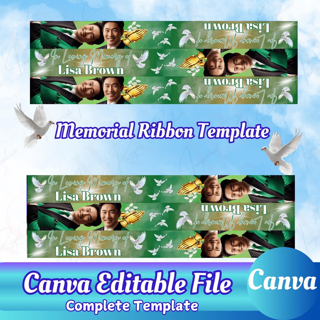 Memorial Ribbon Template: Customizable Keepsake (canva PDF) - Etsy