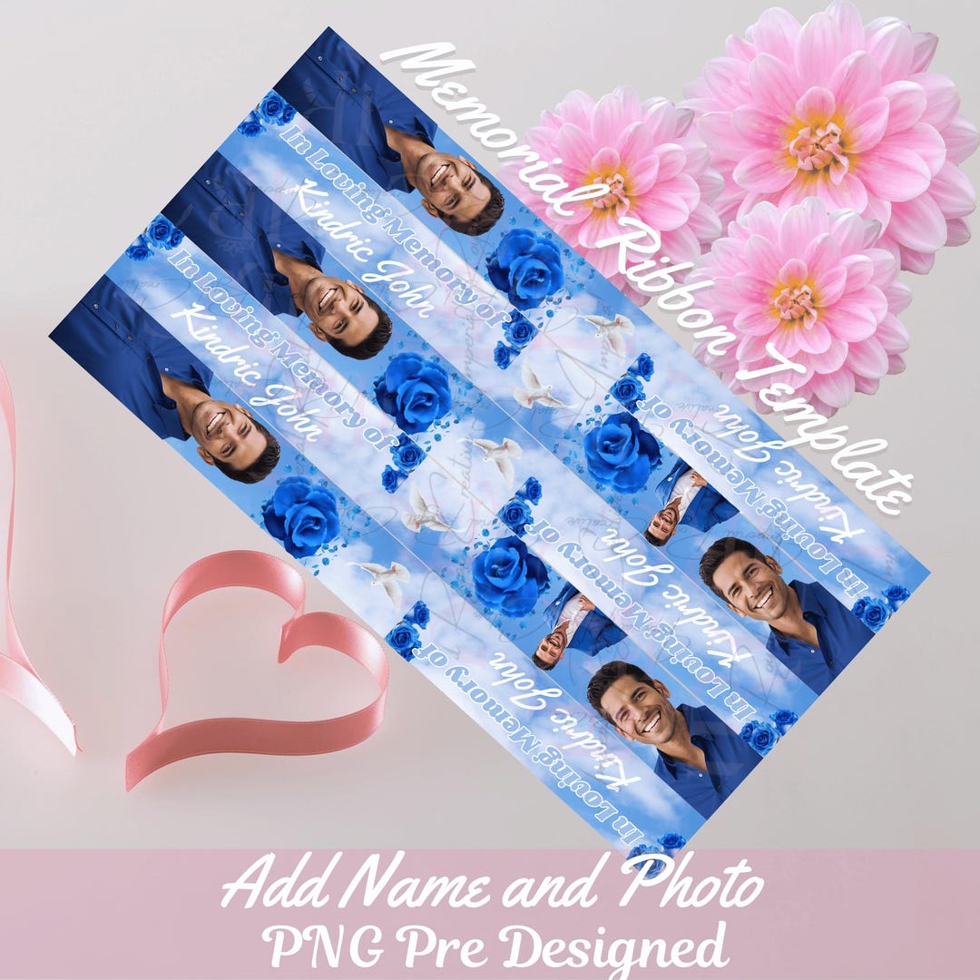 Memorial Ribbon PNG, Funeral Service Template, RIP Keepsake ...
