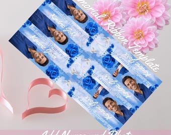 Memorial Ribbon Template PNG Sky Blue Memorial Ribbon Event Ribbon Template  Customizable Design Blue Memorial Funeral Ribbon Image Keepsake