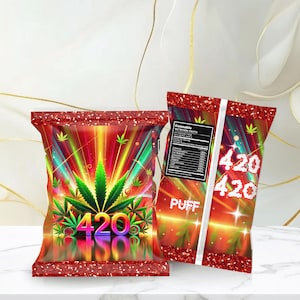 Marijuana Stoner PNG, 420 Chip Bag Treats Stoner Design, Marijuana Smoker Party Favor Treats, 420 Design Art