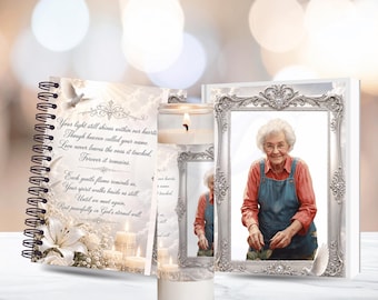 Memorial Candle Bundle PNG: Funeral Remembrance Design (Digital Download) Keepsake | Candle Wrap & Guest Book Cover Transparent Photo place