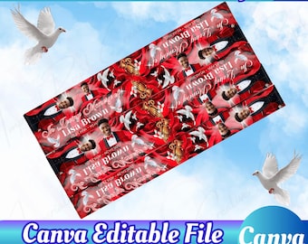 Memorial Ribbon Template Red Ribbon PDF Customizable Funeral Keepsake PDF Canva Template Sublimation