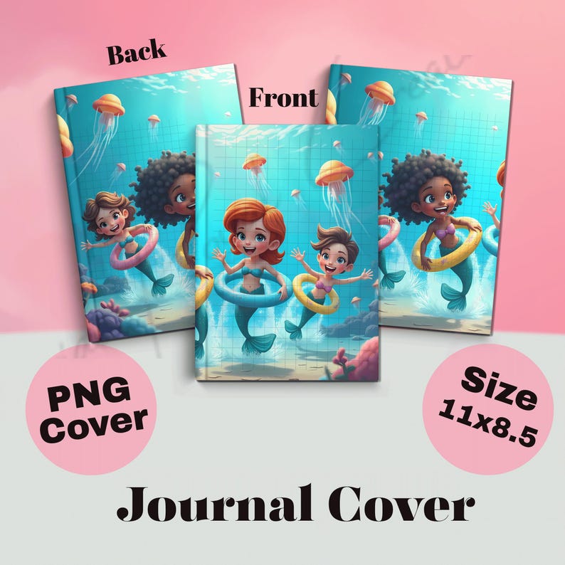 Journal Cover Ocean, PNG Printable Sea Animals, Digital Journal 11x8.5 ...