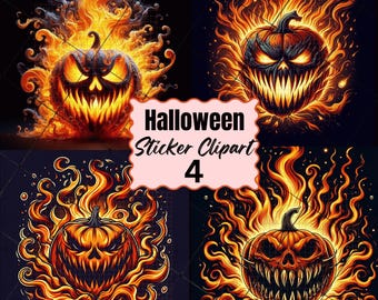 Spooky Halloween Clipart PNG: Haunted House, Pumpkins, Witches (Digital Download)