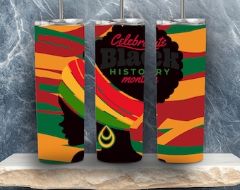 Black History Month 20oz Tumbler Wrap Template, Afrocentric Heritage, African American History Legacy Design