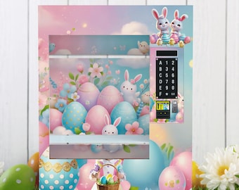Máquina expendedora de Pascua (PDF), plantilla de Pascua editable, regalo de conejito, máquina expendedora para eventos, totalmente personalizable, mariposa (16 x 20)