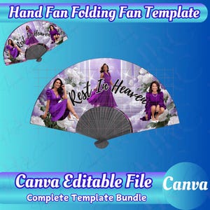 Hand Fan PDF Pop Fan Design Folding Fan Template Drag and Drop Design Fan Image Event Party Dance  Fan Design Hand Fan Fully Customizable