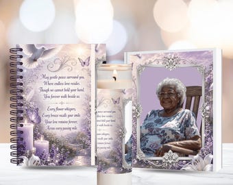 Memorial Candle Bundle PNG: Funeral Remembrance Design (Digital Download) Keepsake | Candle Wrap & Guest Book Cover Transparent Photo place