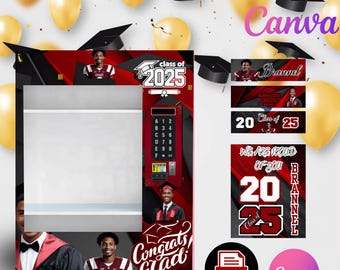 Plantilla para máquina expendedora de graduación: recuerdo personalizable (PDF editable en Canva)