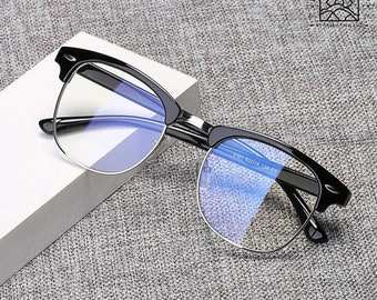Lunettes de vue classiques demi-monture avec protection contre la lumière bleue pour hommes et femmes, lunettes de soleil avec protection UV400 pour hommes et femmes en différentes couleurs