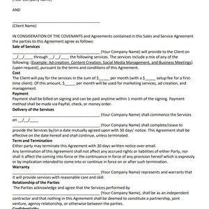 Sales and Services Business Agreement