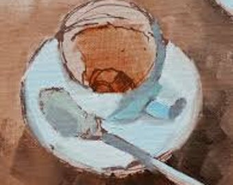 coffe cup oil painting digital print