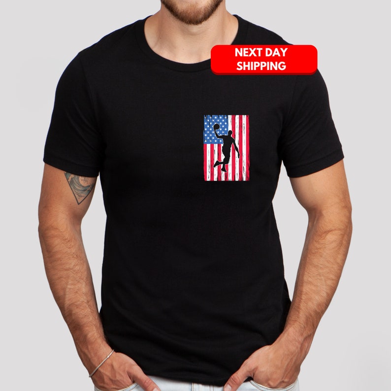 4th of July USA Flag Shirt, Funny Basketball Player Tee, Gift for