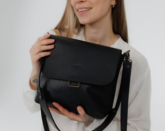 Bolso de trabajo para mujer, bolso bandolera pequeño de cuero, bolso de hombro para uso diario, bolso de mano con correa ajustable, bolso de mano minimalista de cuero.