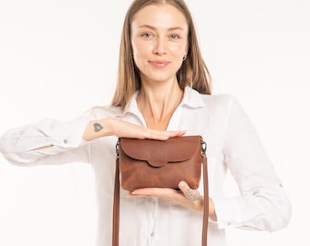Bolso bandolera minimalista de cuero, minibolso de cuero, bolso bandolera urbano de cuero, bolso bandolera para celular, monedero de cuero para regalo de mujer