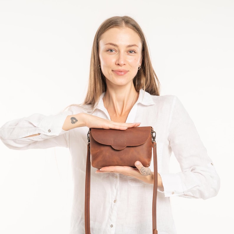 Mini Hexa Leather Crossbody Bag Asymmetrical Cut